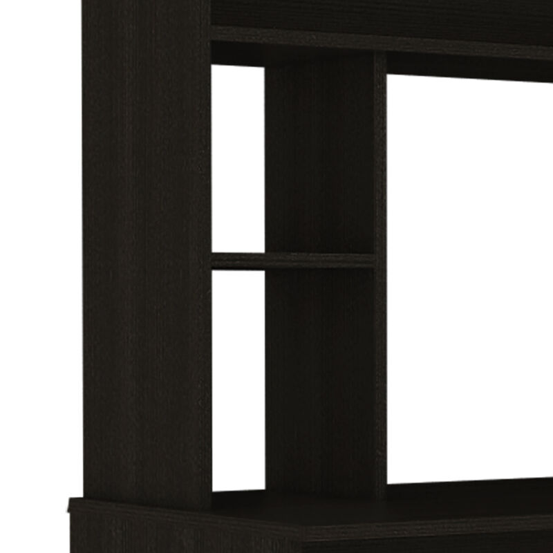 DEPOT E-SHOP Xalo Computer Hutch Desk, Lower Shelf, Four Shelves, Black