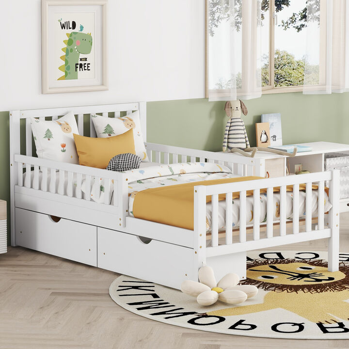 Merax Platform Bed with Guardrails