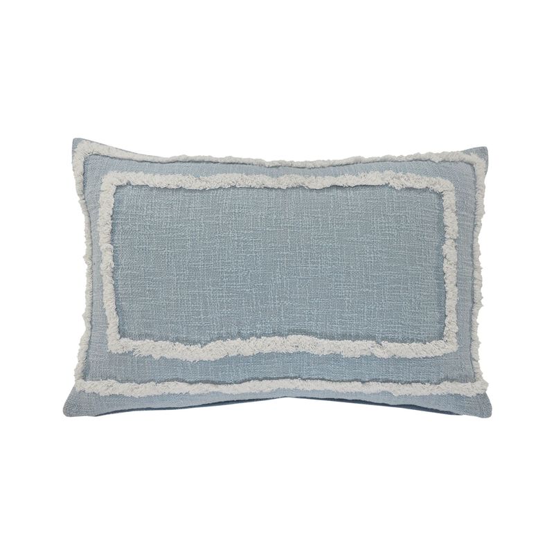 24" Blue and White Tufted Lumbar Throw Pillow