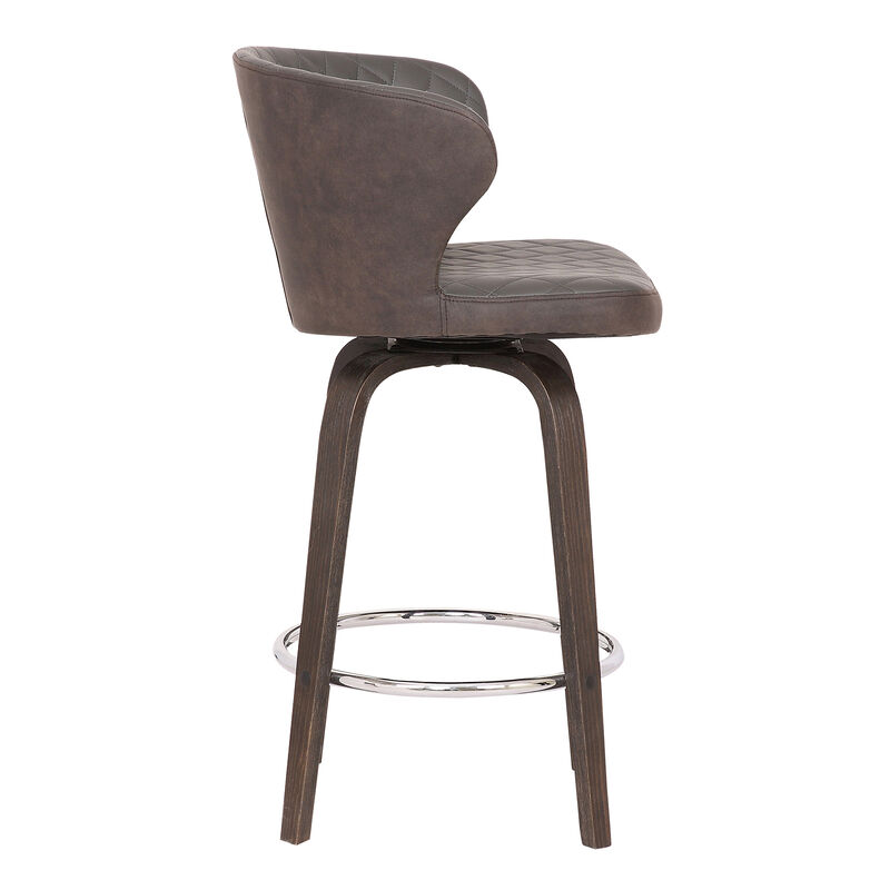 Mynette  Swivel Brown Faux Leather Bar Stool