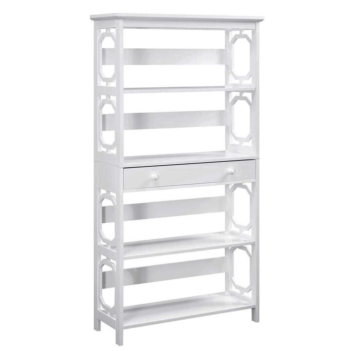 Convenience Concepts Omega 5 Tier Bookcase with Drawer, White