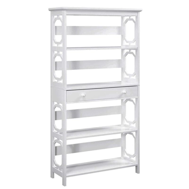 Convenience Concepts Omega 5 Tier Bookcase with Drawer, White