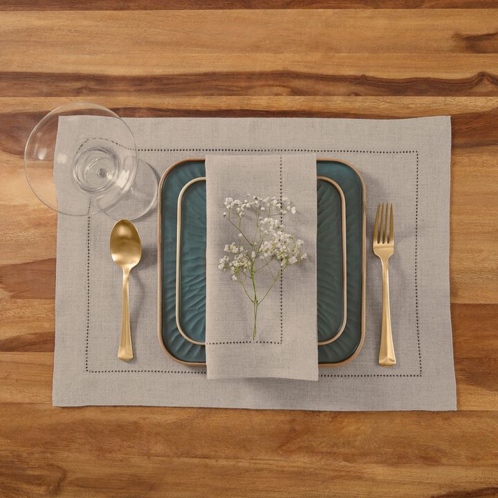 Solino Home 100% Pure Linen Cloth Napkins 20 X 20 Inch Set of 4 | Medium Weight Hemstitch Dinner Napkins