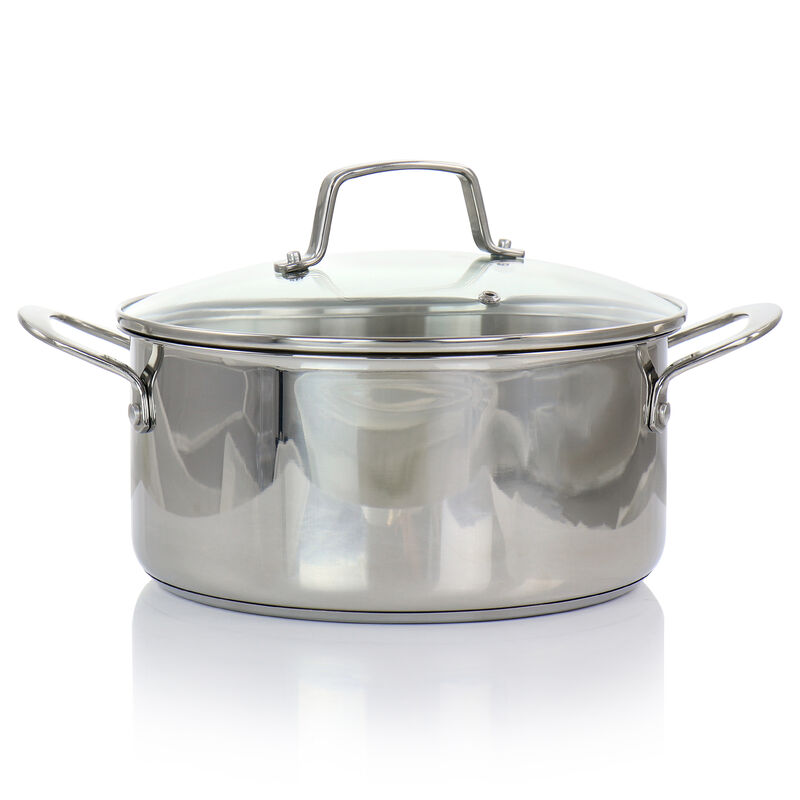 Martha Stewart 5 Quart Stainless Steel Dutch Oven with Vented Glass Lid