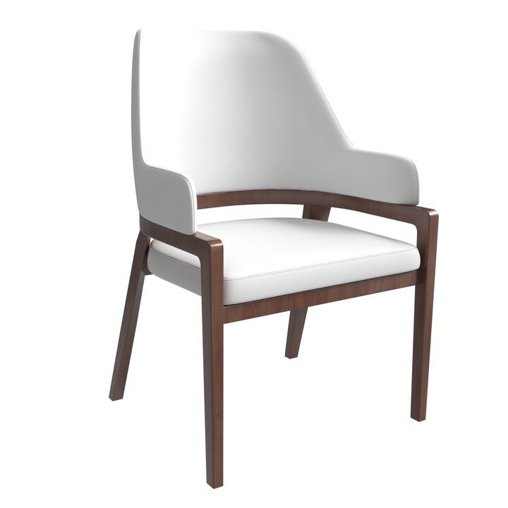 Leisuremod Ethora Collection Modern Wooden Dining Chair in Black Fabric Seat With white top