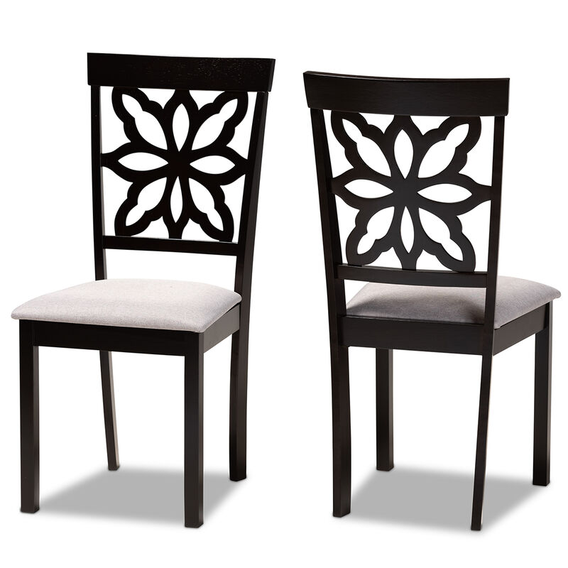 Baxton Studio Samwell Modern Grey Fabric Upholstered Wood 2 Piece Dining Chair Set