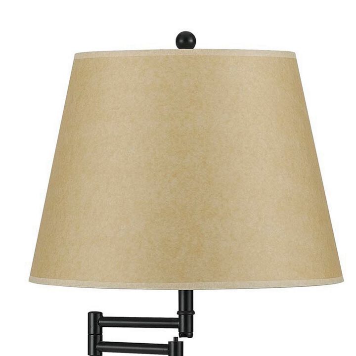 Metal Round 3 Way 27" Table Lamp with Spider Type Shade, Bronze and Brown-Benzara