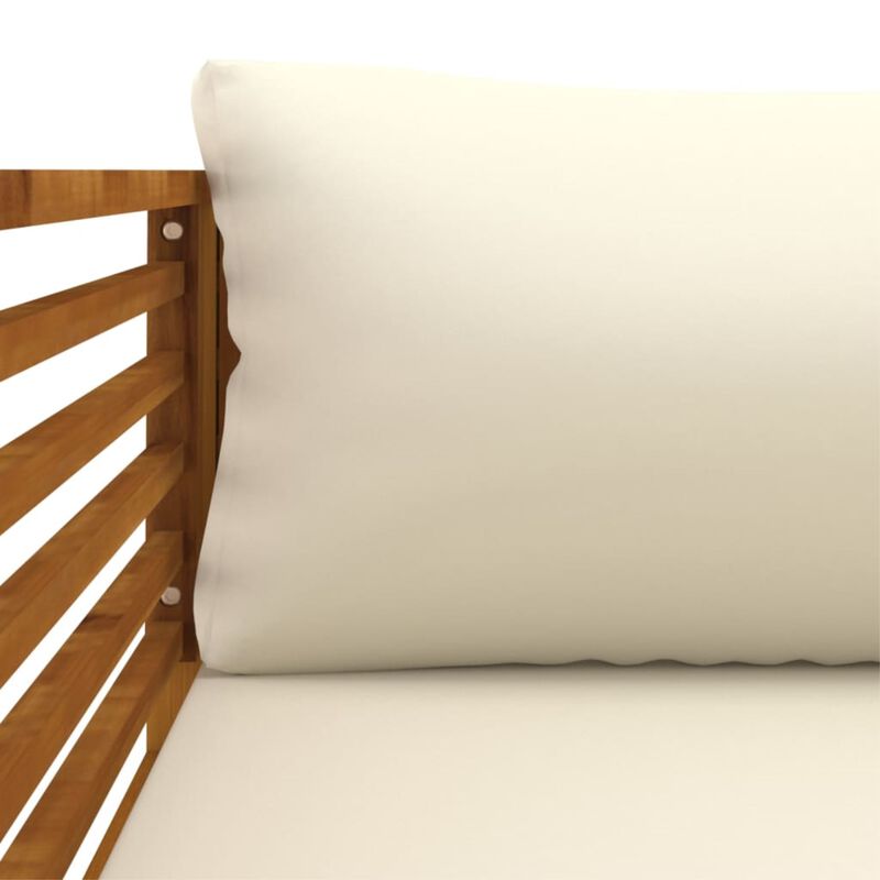vidaXL Patio Chair with Cream White Cushions Solid Acacia Wood