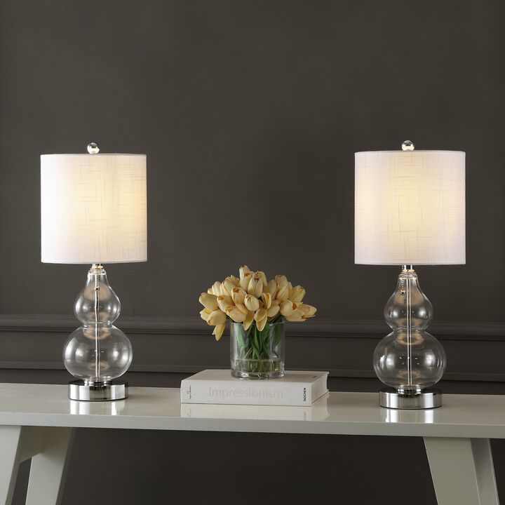 Cora Classic Vintage Glass LED Table Lamp with USB Charging Port (Set of 2)