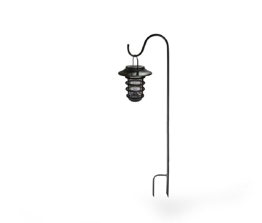 Set of 2 Black and Clear Nottingham Solar Hanging Coach Lights 6.75"