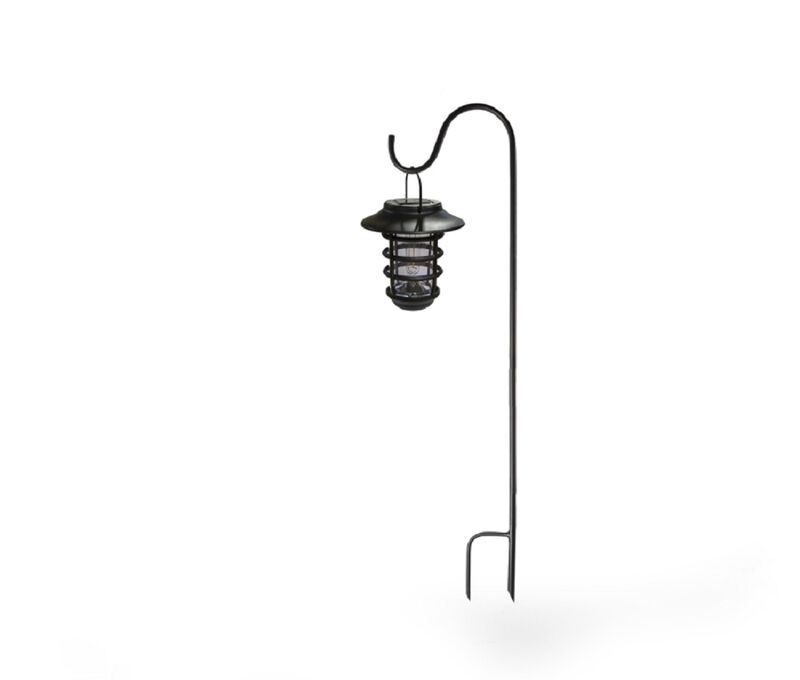 Set of 2 Black and Clear Nottingham Solar Hanging Coach Lights 6.75"