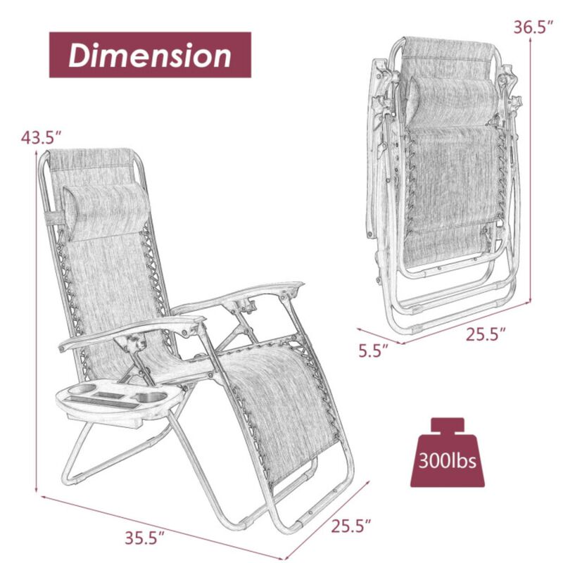 Hivvago Outdoor Folding Zero Gravity Reclining Lounge Chair