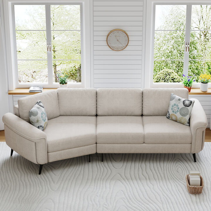 Merax Upholstered 3-seater Sofa Curved Sofa Couch
