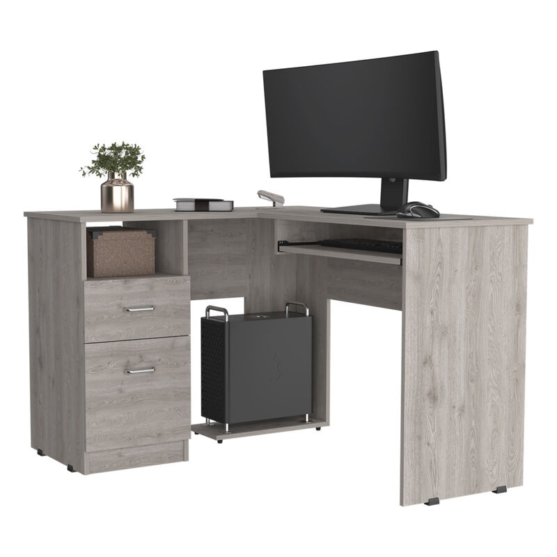 Glendale 2-Drawer 1-Shelf L-Shaped Computer Desk Light
