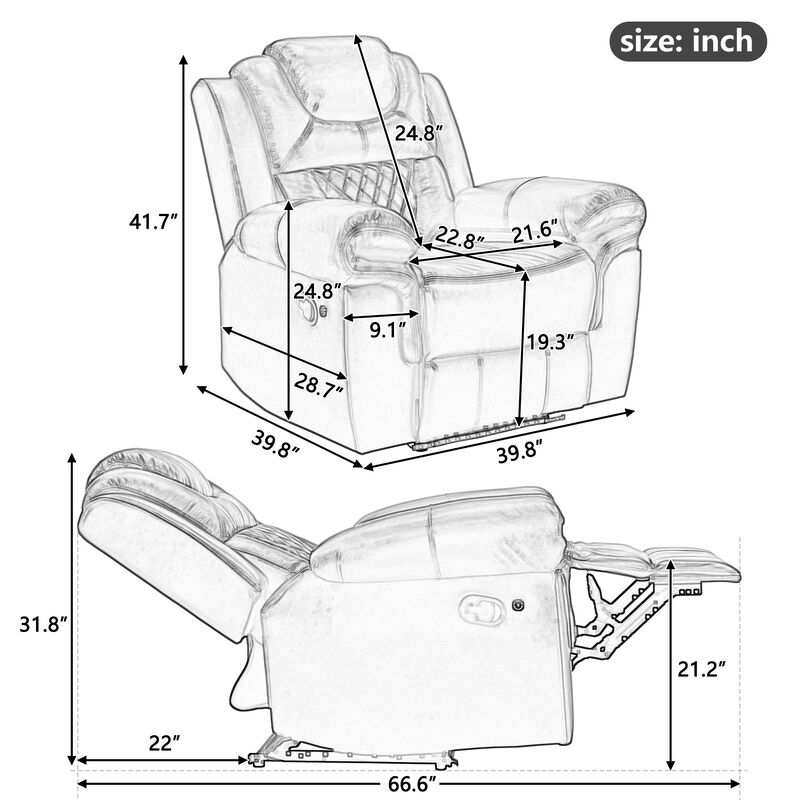 Merax Manual Recliner Chair with LED Light Strip