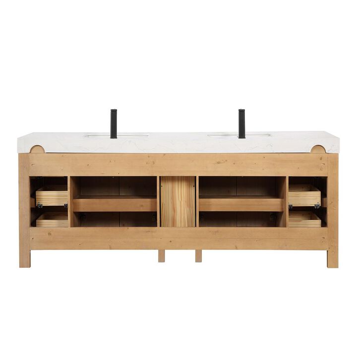 Vinnova Design Free-standing Double Bathroom Vanity with Composite top in Lightning White