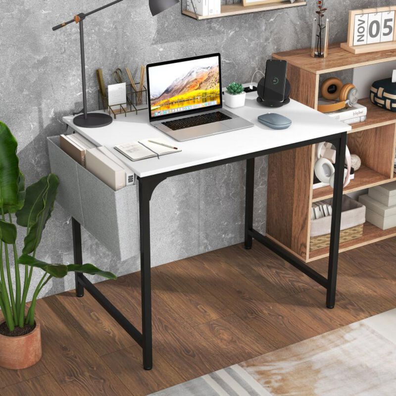 Hivvago 32 Inch Home Office Desk with Charging Station Storage Bag and Headphone Hook