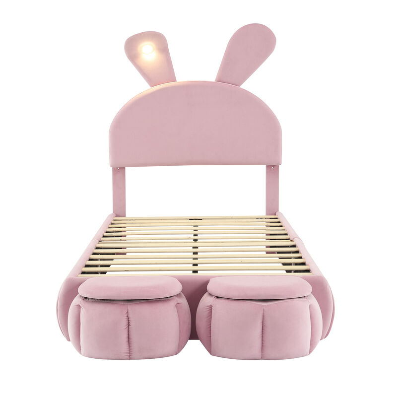Merax Kids Rabbit Platform Bed with Ears