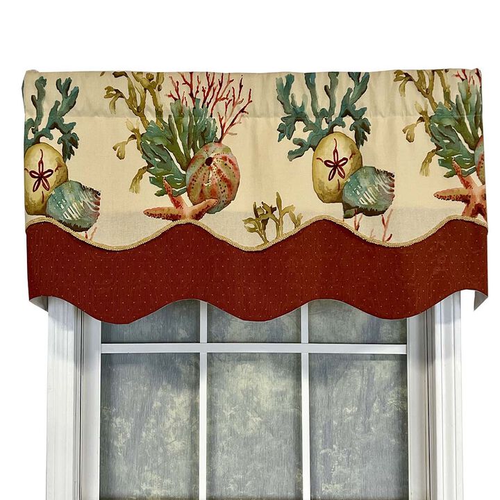 RLF Home Seabed Glory Window Treatment Valance 3" Rod Pocket 50" x 16" Oyster