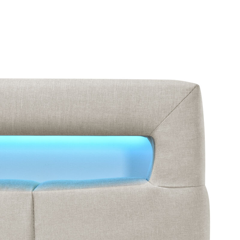 Merax Upholstered Platform Bed with LED Frame