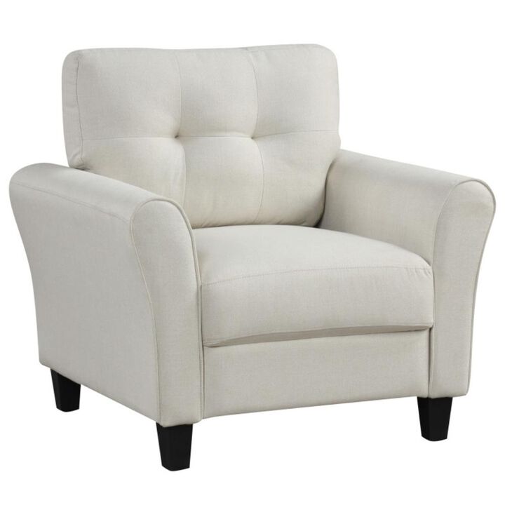 Hivvago Modern Upholstered Accent Chair with Rubber Wood Legs-Beige