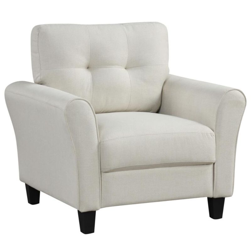 Hivvago Modern Upholstered Accent Chair with Rubber Wood Legs-Beige
