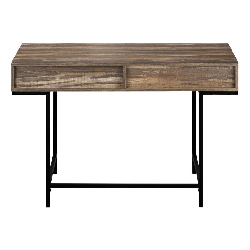 Monarch Specialties I 7557 Computer Desk, Home Office, Laptop, Storage Drawers, 48"L, Work, Metal, Laminate, Brown, Black, Contemporary, Modern