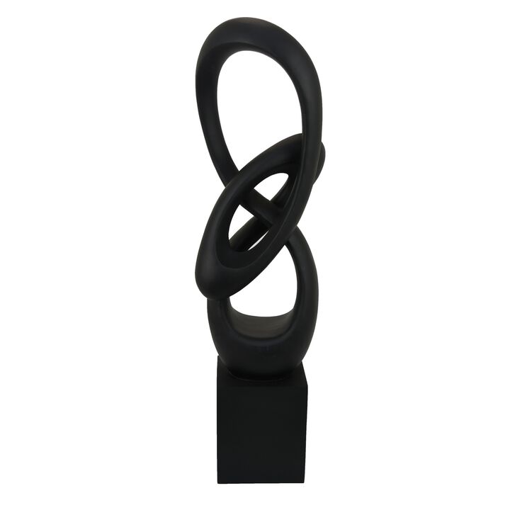 Bob Accent Tabletop Decor, Abstract Sculpture, Black Resin, 37 Inch - Benzara