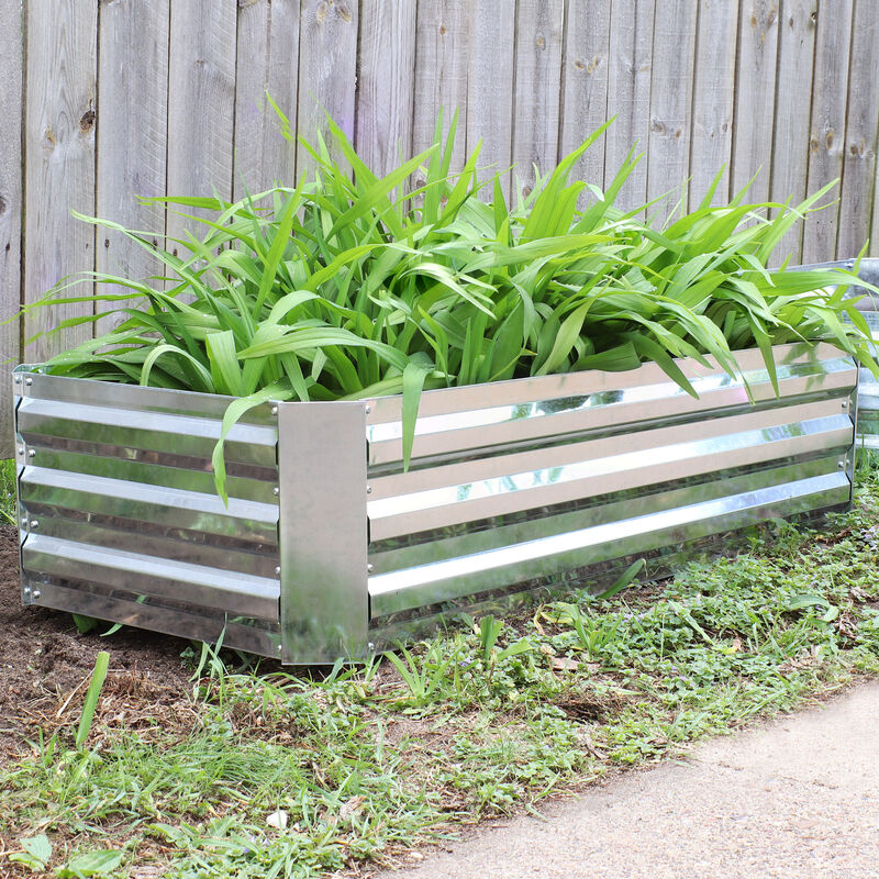 Sunnydaze Galvanized Steel Rectangle Raised Garden Bed