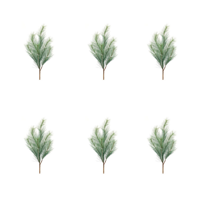Long Needle Pine Spray Set of 6 for Holiday and Winter Arrangements