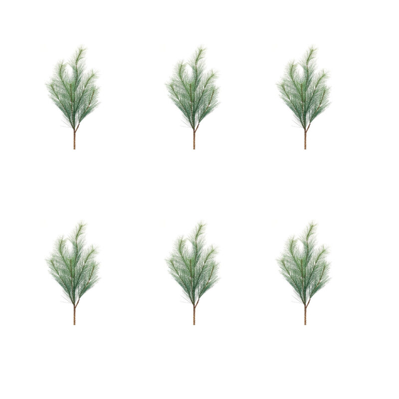Long Needle Pine Spray Set of 6 for Holiday and Winter Arrangements