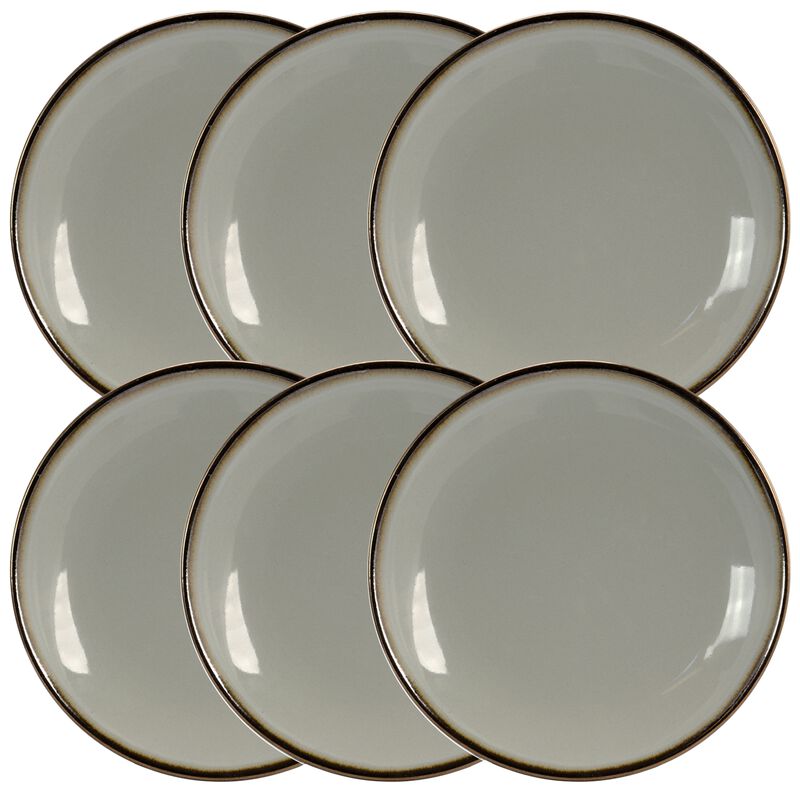 Elama Tahitian Sand 6-Piece Salad Plate Set, Light Grey