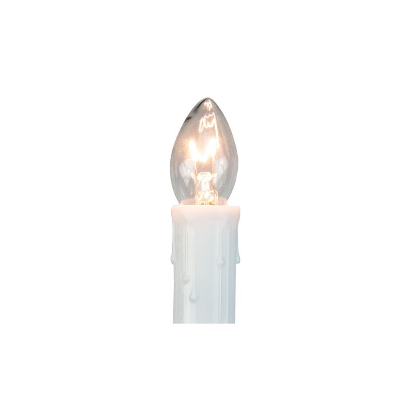 10-Count White C7 Candle Pathway Markers Christmas Lights  White Wire