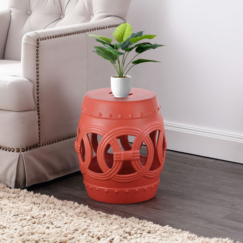 Lucky Coins 16" Chinese Ceramic Drum Garden Stool