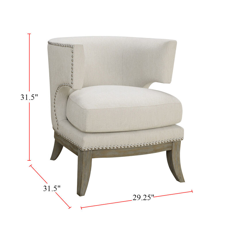 Upholstered Accent Chair with Barrel Back White