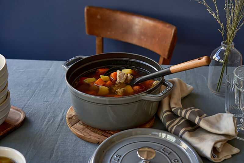 Staub Cast Iron Round Cocotte, Dutch Oven, 4-quart, serves 3-4, Made in France, White