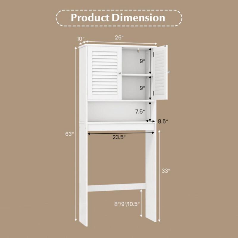 Hivvago Over The Toilet Storage Cabinet with Double Doors and Adjustable Shelf