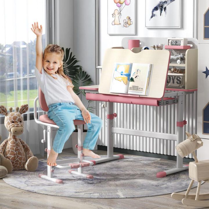 Hivvago Height Adjustable Kids Study Desk with Tilt Desktop for 3-12 Years Old