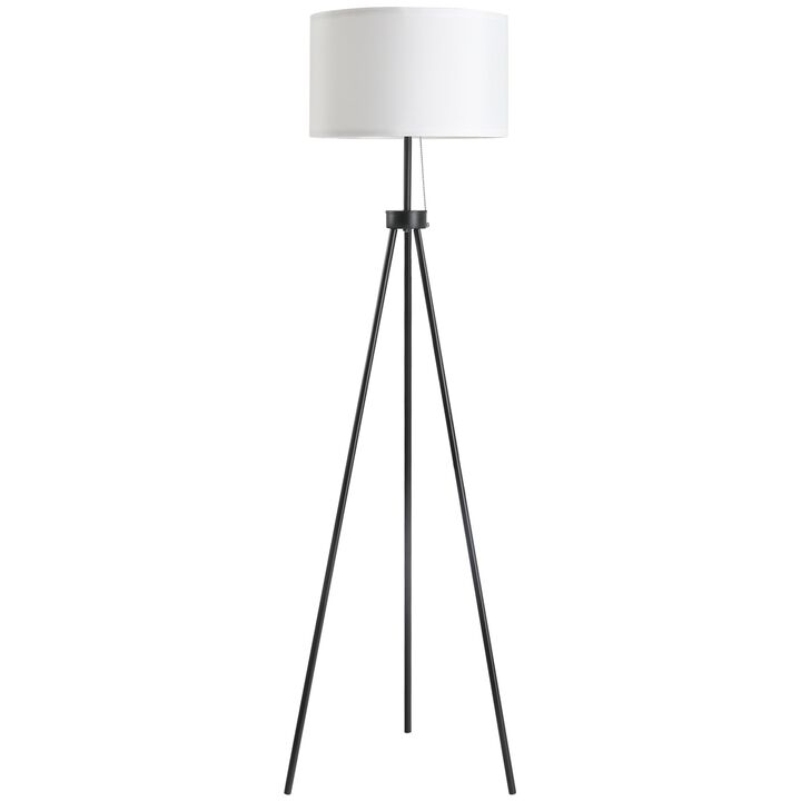 Black Living Room Light: 59.75" Floor Lamp with Fabric Shade