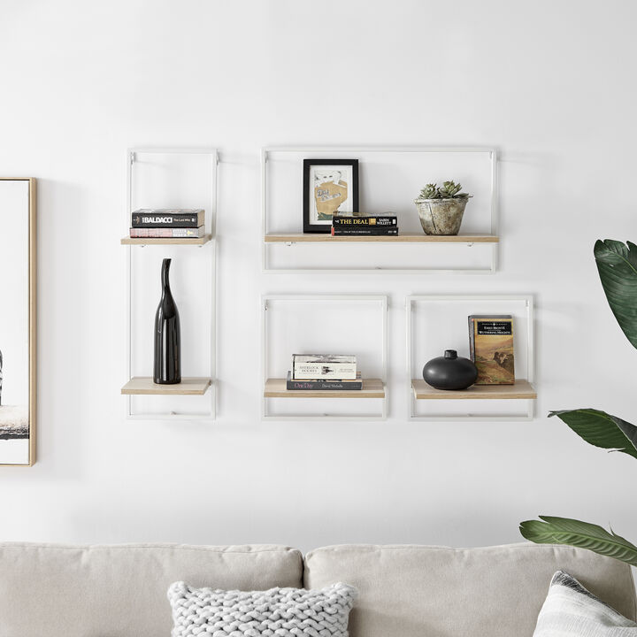 Framed Wall Art 4-Piece Modern Shelf Set with Metal Frame