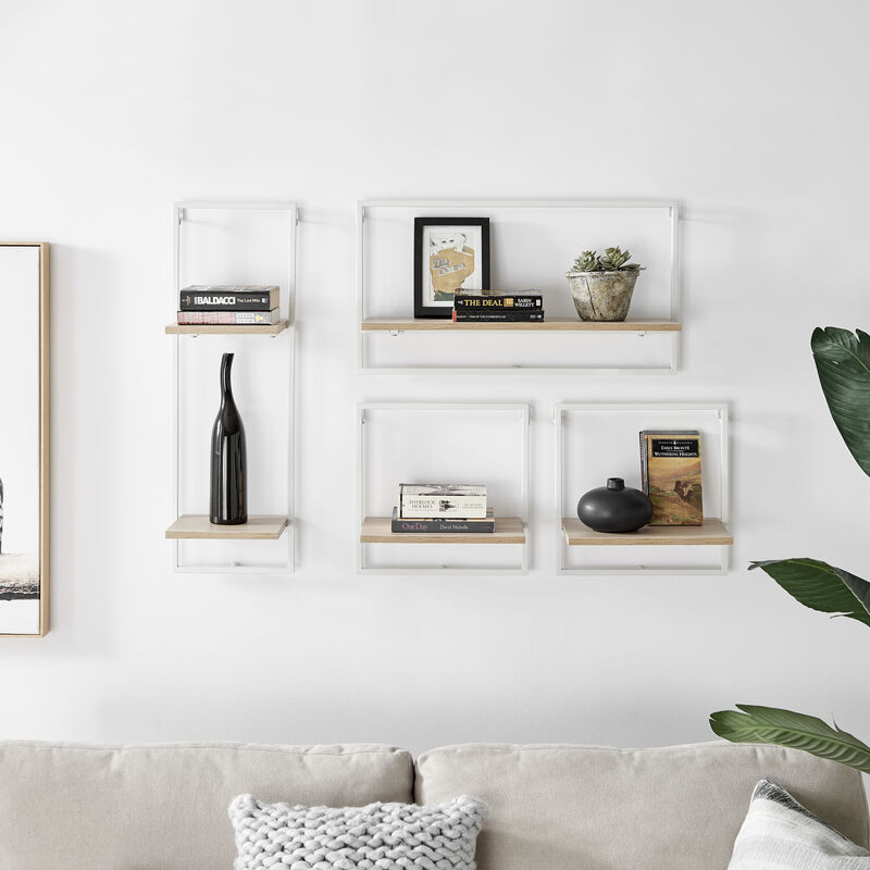 Framed Wall Art 4-Piece Modern Shelf Set with Metal Frame