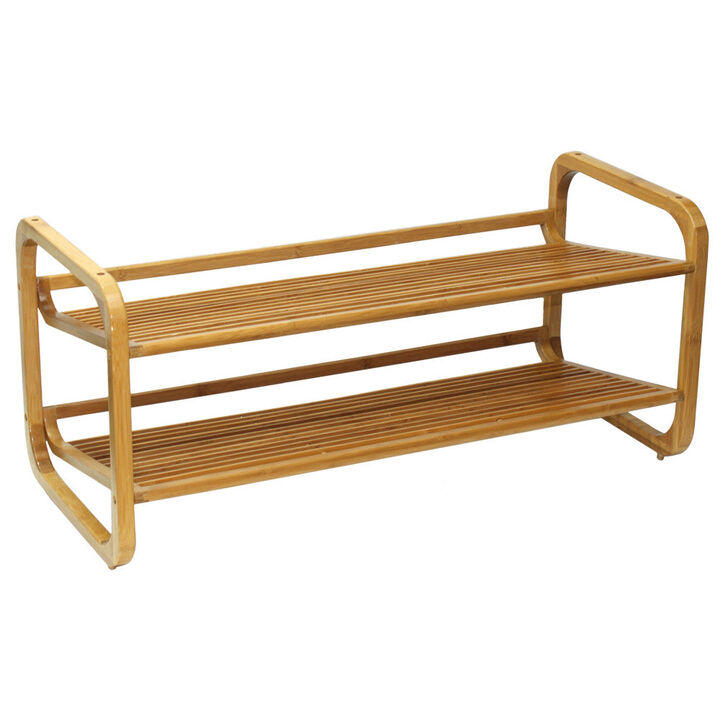 Oceanstar  2 Tier Bamboo Shoe Rack, Rounded