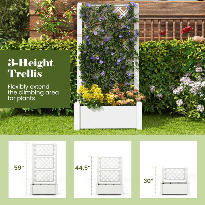 Hivvago Outdoor Planter Box Self-Watering Raised Garden Bed Trellis with Water Level Indicator