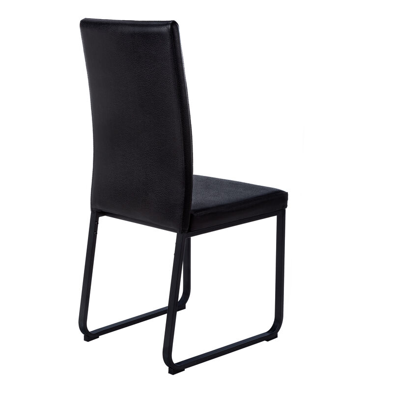 Monarch Specialties I 1106 Dining Chair, Set Of 2, Side, Upholstered, Kitchen, Dining Room, Pu Leather Look, Metal, Black, Contemporary, Modern