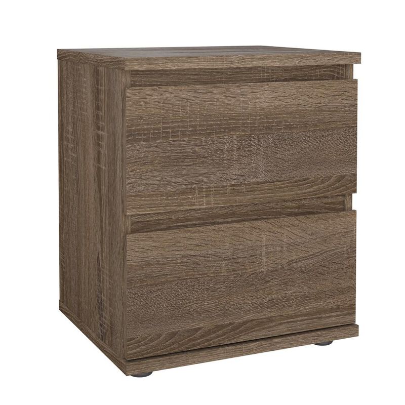 Tvilum Aurora 2 Drawer Nightstand, Truffle Oak