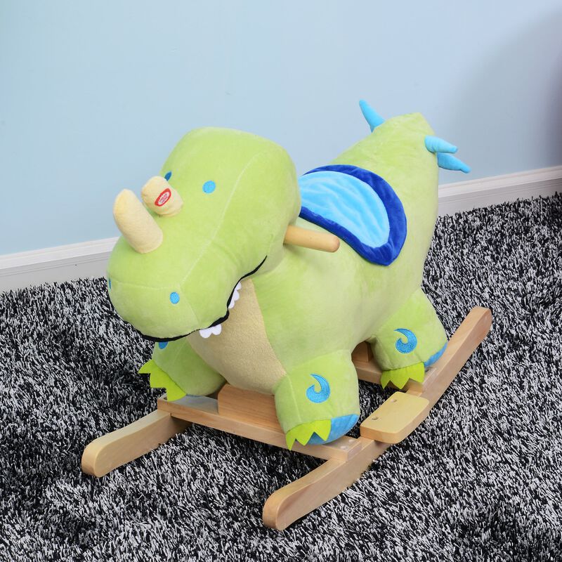 Prehistoric Playtime: Green Plush Dinosaur Rocker with Sounds