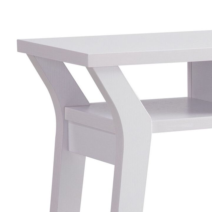 Dax 47 Inch Modern Console Table with Drawer and Mini Shelves, Wood, White-Benzara