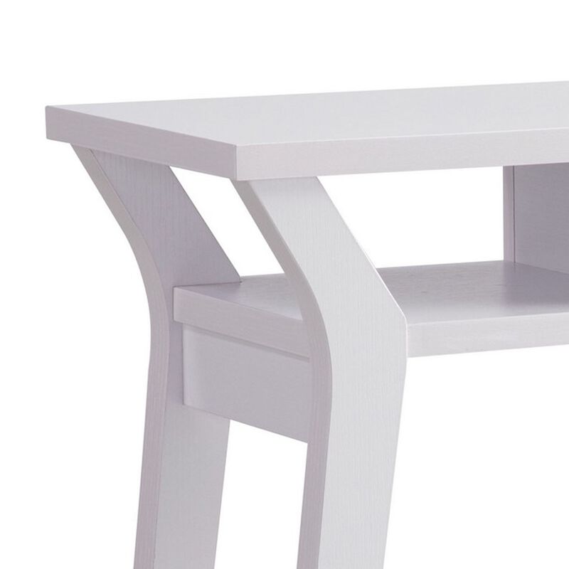 Dax 47 Inch Modern Console Table with Drawer and Mini Shelves, Wood, White-Benzara
