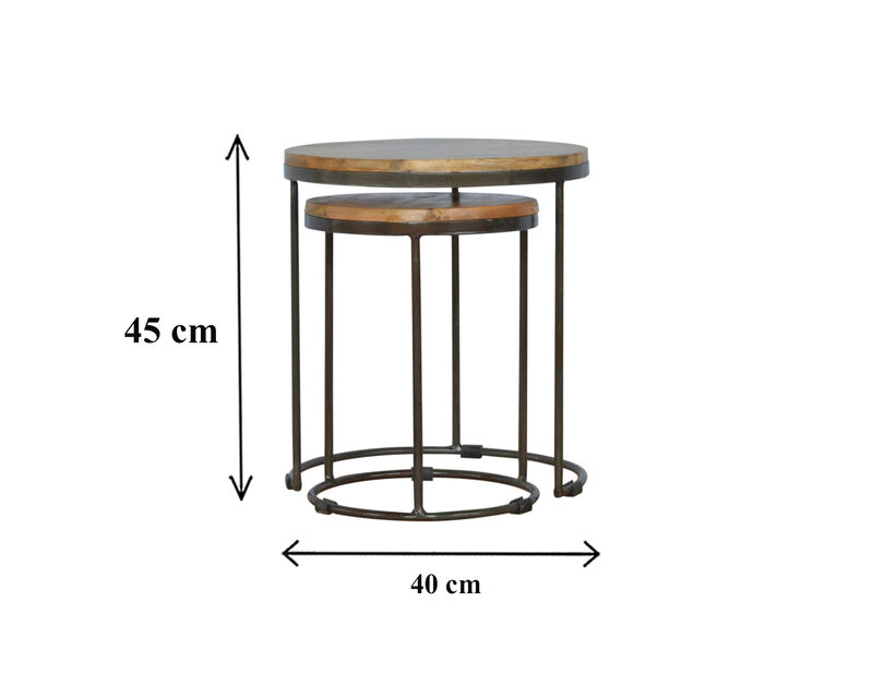 End Table Set of 2 with Iron Base