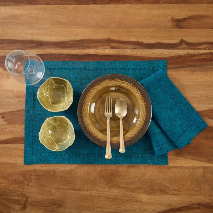 Solino Home 100% Pure Linen Placemats 14 x 19 Inch Set of 4 | Milan